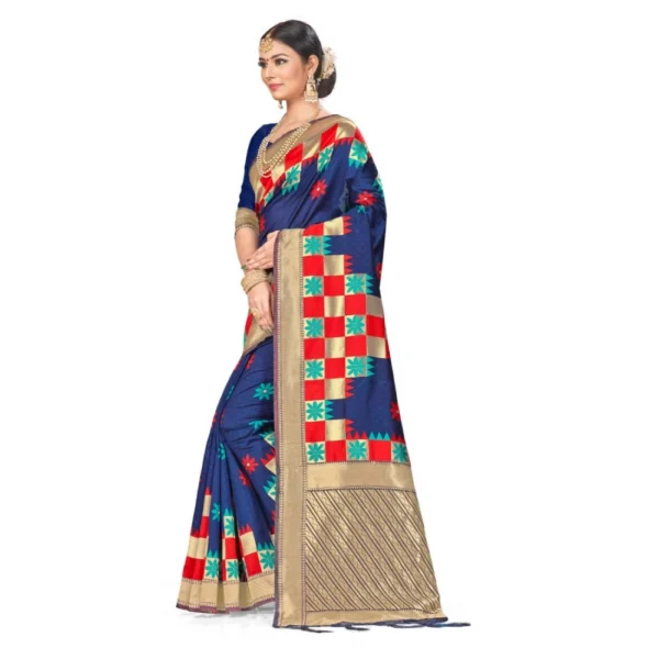 Women's Banarasi Silk Saree (Neavy blue, 5-6mtrs)