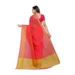 Women's Kota Doria Cotton Saree With Blouse (Pink,6-3 Mtrs)