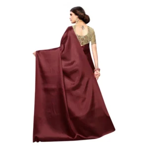 Women's Satin Saree With Blouse (Maroon,6-3 Mtrs)