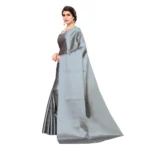 Women's Satin Saree With Blouse (Grey,6-3 Mtrs)