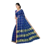 Women's Kota Doria Cotton Saree With Blouse (Blue,6-3 Mtrs)