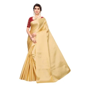 Women's Satin Saree With Blouse (Chikoo,6-3 Mtrs)