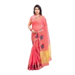 Women's Kota Doria Cotton Saree With Blouse (Pink,6-3 Mtrs)