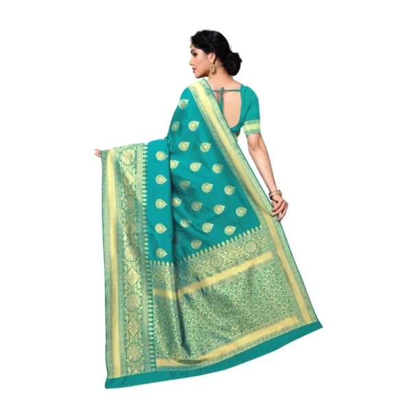 Women's Jacquard Silk Saree With Blouse (Rama,6-3 Mtrs)