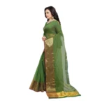 Women's Kota Doria Cotton Saree With Blouse (Green,6-3 Mtrs)