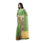 Women's Kota Doria Cotton Saree With Blouse (Green,6-3 Mtrs)