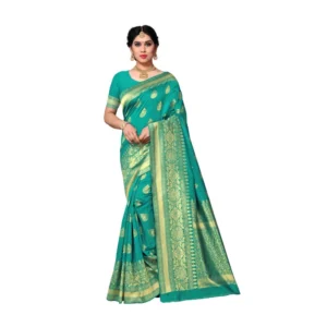 Women's Jacquard Silk Saree With Blouse (Rama,6-3 Mtrs)