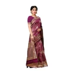 Women's Jacquard Silk Saree With Blouse (Wine,6-3 Mtrs)