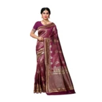 Women's Jacquard Silk Saree With Blouse (Wine,6-3 Mtrs)