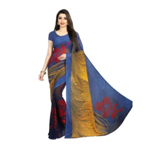 Women's Georgette Saree(Blue,5-6 Mtrs)