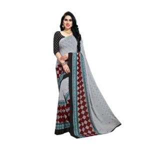 Women's Georgette Saree(Grey,5-6 Mtrs)