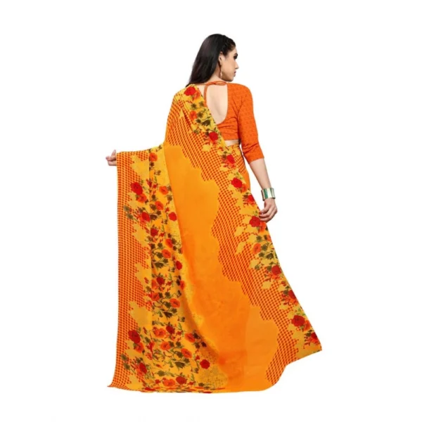 Women's Georgette Saree(Yellow,5-6 Mtrs)