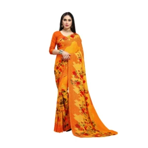 Women's Georgette Saree(Yellow,5-6 Mtrs)