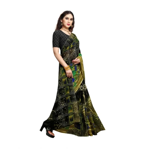 Women's Georgette Saree(Green,5-6 Mtrs)