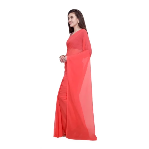 Women's Dyed Saree(Peach,5-6 Mtrs)