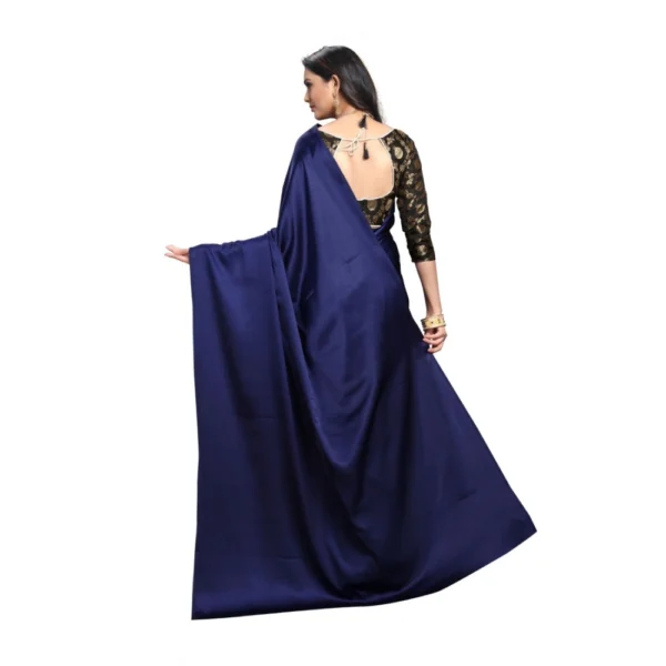 Women's Satin Saree(Blue,5-6 Mtrs)