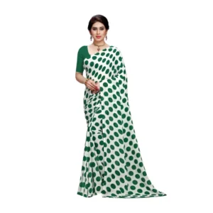 Women's Georgette Saree(W.Green,5-6 Mtrs)