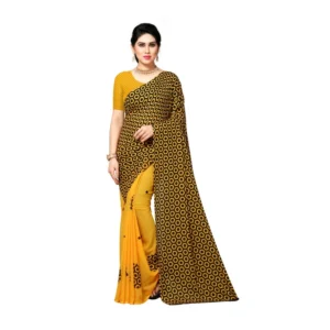 Women's Georgette Saree(Yellow,5-6 Mtrs)