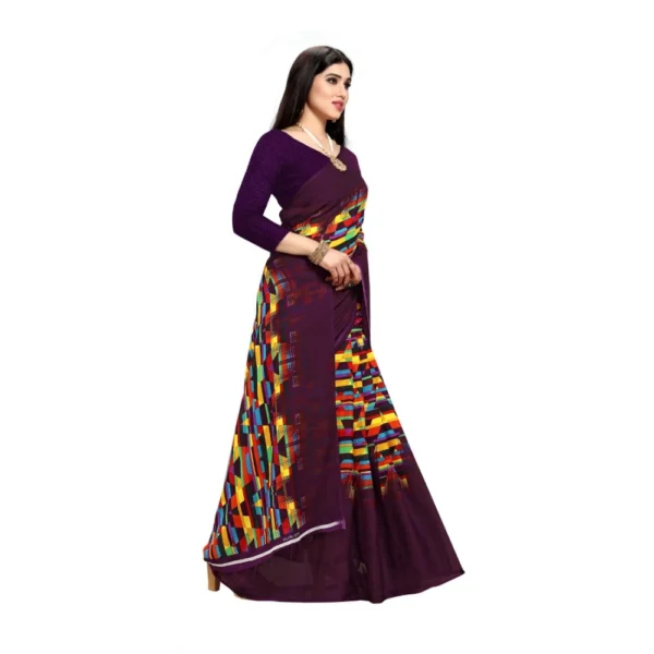 Women's Georgette Saree(Purple,5-6 Mtrs)