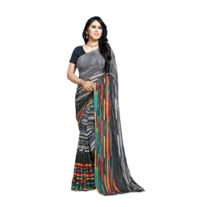 Women's Georgette Saree(Black,5-6 Mtrs)