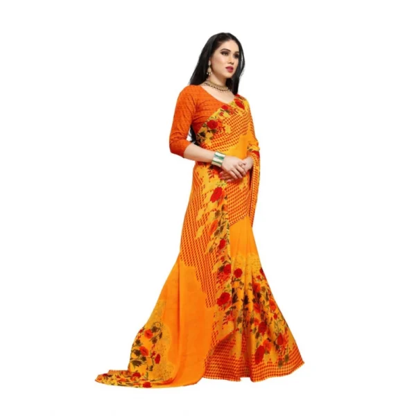 Women's Georgette Saree(Yellow,5-6 Mtrs)