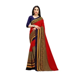 Women's Georgette Saree(Red,5-6 Mtrs)