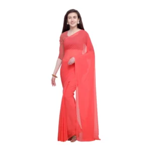 Women's Dyed Saree(Peach,5-6 Mtrs)