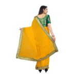 Women's Chiifon, Jacquard Blouse Saree(Yellow,5-6 Mtrs)