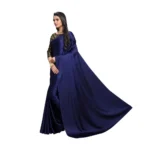 Women's Satin Saree(Blue,5-6 Mtrs)