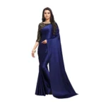 Women's Satin Saree(Blue,5-6 Mtrs)
