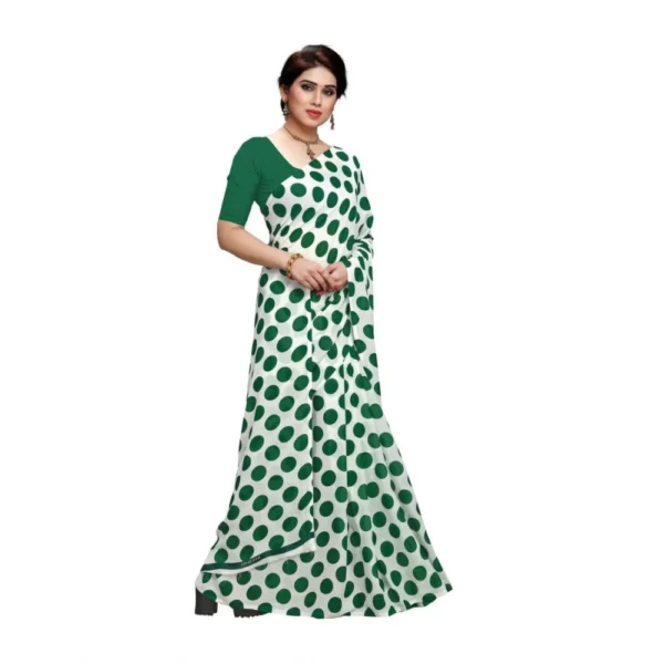 Women's Georgette Saree(W.Green,5-6 Mtrs)