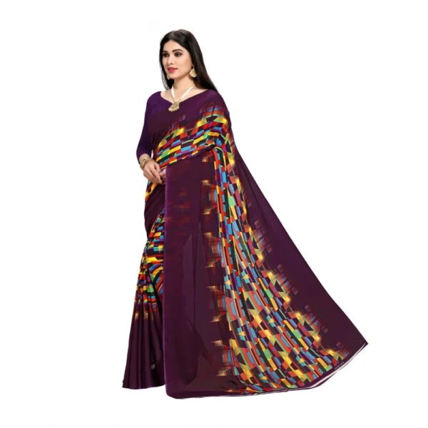 Women's Georgette Saree(Purple,5-6 Mtrs)