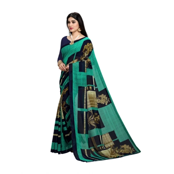 Women's Georgette Saree(Green ,5-6 Mtrs)