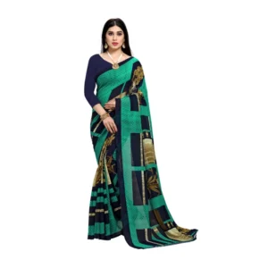 Women's Georgette Saree(Green ,5-6 Mtrs)