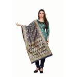 Women's Jacquard Silk Unstitched Salwar-Suit Material With Dupatta (Green,2-2.5Mtrs)