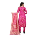 Women's Jacquard Silk Unstitched Salwar-Suit Material With Dupatta (Pink,2-2.5Mtrs)