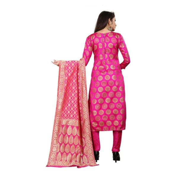 Women's Jacquard Silk Unstitched Salwar-Suit Material With Dupatta (Pink,2-2.5Mtrs)