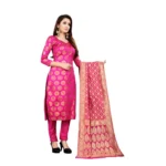 Women's Jacquard Silk Unstitched Salwar-Suit Material With Dupatta (Pink,2-2.5Mtrs)
