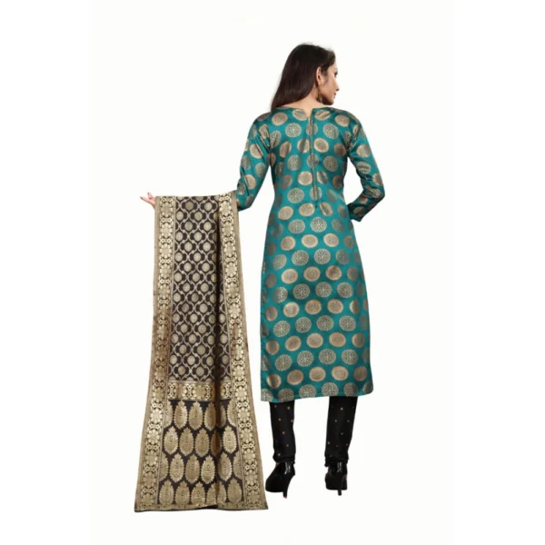 Women's Jacquard Silk Unstitched Salwar-Suit Material With Dupatta (Green,2-2.5Mtrs)