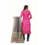 Women's Jacquard Silk Unstitched Salwar-Suit Material With Dupatta (Pink,2-2.5Mtrs)
