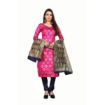 Women's Jacquard Silk Unstitched Salwar-Suit Material With Dupatta (Pink,2-2.5Mtrs)