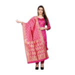 Women's Jacquard Silk Unstitched Salwar-Suit Material With Dupatta (Pink,2-2.5Mtrs)