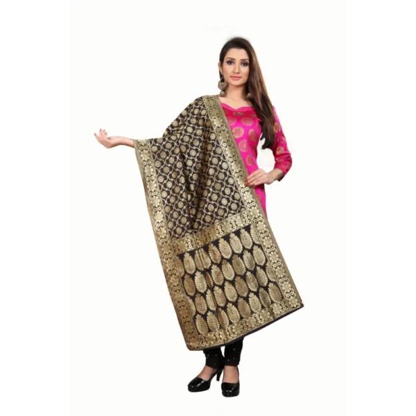 Women's Jacquard Silk Unstitched Salwar-Suit Material With Dupatta (Pink,2-2.5Mtrs)