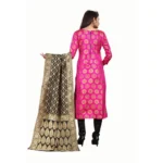 Women's Jacquard Silk Unstitched Salwar-Suit Material With Dupatta (Pink,2-2.5Mtrs)