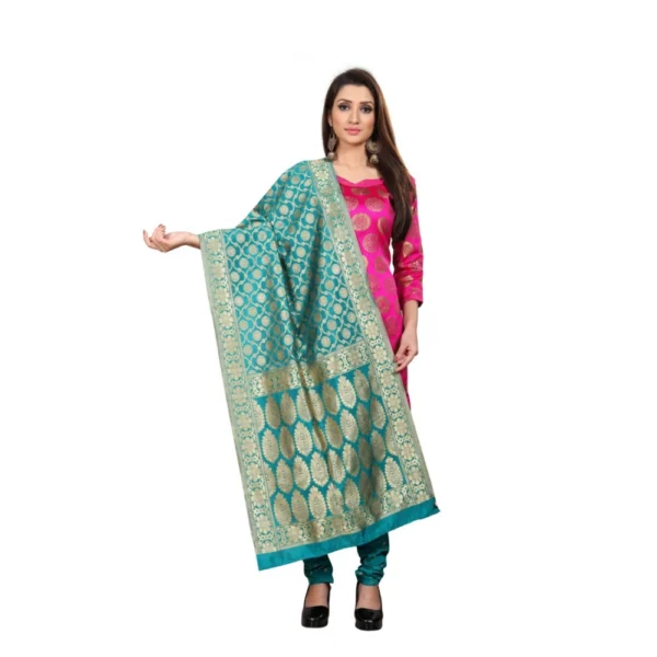 Women's Jacquard Silk Unstitched Salwar-Suit Material With Dupatta (Pink,2-2.5Mtrs)