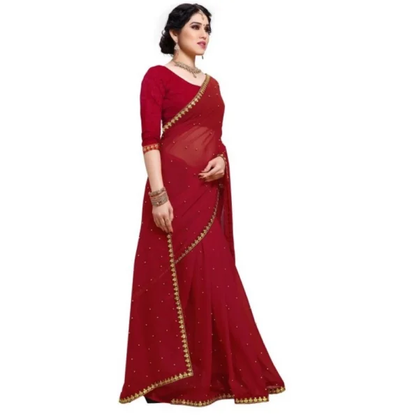 Women's Jacquard Saree(Maroon,5-6 Mtrs)