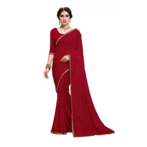 Women's Jacquard Saree(Maroon,5-6 Mtrs)