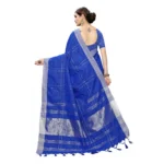 Women's Cotton Blend Saree(Blue,5-6 Mtrs)