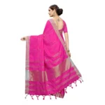 Women's Cotton Blend Saree(Pink,5-6 Mtrs)