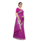 Women's Cotton Blend Saree(Purple,5-6 Mtrs)
